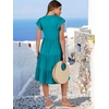 image:imageANRABESS Womens Summer Dress Ruffle Sleeve V Neck Midi DressesLake Green