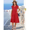 image:imageANRABESS Womens Summer Dress Ruffle Sleeve V Neck Midi DressesRed