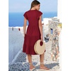 image:imageANRABESS Womens Summer Dress Ruffle Sleeve V Neck Midi DressesWine Red