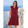 image:imageANRABESS Womens Summer Dress Ruffle Sleeve V Neck Midi DressesWine Red