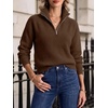 image:imageANRABESS Womens Sweaters Cropped Quarter Zip Pullover Fall OutfitsBrown