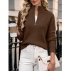 image:imageANRABESS Womens Sweaters Cropped Quarter Zip Pullover Fall OutfitsBrown
