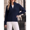 image:imageANRABESS Womens Sweaters Cropped Quarter Zip Pullover Fall OutfitsNavy