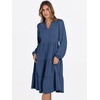 image:imageANRABESS Womens V Neck Long Sleeve Midi DressBlue