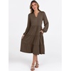 image:imageANRABESS Womens V Neck Long Sleeve Midi DressCoffee