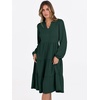 image:imageANRABESS Womens V Neck Long Sleeve Midi DressDeep Green