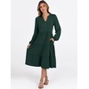 image:imageANRABESS Womens V Neck Long Sleeve Midi DressDeep Green