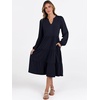 image:imageANRABESS Womens V Neck Long Sleeve Midi DressDeep Navy Blue