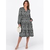 image:imageANRABESS Womens V Neck Long Sleeve Midi DressFloral Black