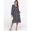image:imageANRABESS Womens V Neck Long Sleeve Midi DressFloral Black Purple