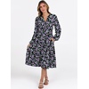 image:imageANRABESS Womens V Neck Long Sleeve Midi DressFloral Black Purple