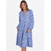 image:imageANRABESS Womens V Neck Long Sleeve Midi DressFloral Blue