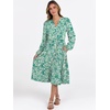 image:imageANRABESS Womens V Neck Long Sleeve Midi DressFloral Green
