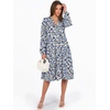 image:imageANRABESS Womens V Neck Long Sleeve Midi DressFloral Light Blue