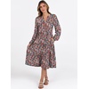 image:imageANRABESS Womens V Neck Long Sleeve Midi DressFloral Red Pink