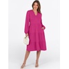 image:imageANRABESS Womens V Neck Long Sleeve Midi DressHot Pink
