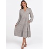 image:imageANRABESS Womens V Neck Long Sleeve Midi DressKhaki Polka Dot