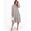 image:imageANRABESS Womens V Neck Long Sleeve Midi DressKhaki Polka Dot