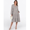 image:imageANRABESS Womens V Neck Long Sleeve Midi DressKhaki Polka Dot
