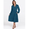 image:imageANRABESS Womens V Neck Long Sleeve Midi DressTeal Blue