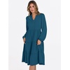 image:imageANRABESS Womens V Neck Long Sleeve Midi DressTeal Blue