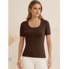 image:imageANRABESS Womens Wool Blend Short Sleeve Knit Sweater 2026 Fall OutfitsChocolate Brown