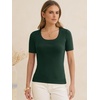 image:imageANRABESS Womens Wool Blend Short Sleeve Knit Sweater 2026 Fall OutfitsDrak Green