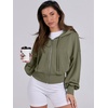 image:imageANRABESS Womens Zip Up Hoodie Cropped SweatshirtArmy Green