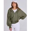 image:imageANRABESS Womens Zip Up Hoodie Cropped SweatshirtArmy Green