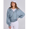image:imageANRABESS Womens Zip Up Hoodie Cropped SweatshirtBlue