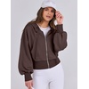 image:imageANRABESS Womens Zip Up Hoodie Cropped SweatshirtCoffee