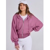 image:imageANRABESS Womens Zip Up Hoodie Cropped SweatshirtHot Pink