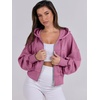 image:imageANRABESS Womens Zip Up Hoodie Cropped SweatshirtHot Pink