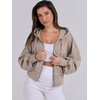 image:imageANRABESS Womens Zip Up Hoodie Cropped SweatshirtKhaki