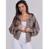 image:imageANRABESS Womens Zip Up Hoodie Cropped SweatshirtTaupe