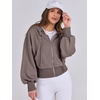 image:imageANRABESS Womens Zip Up Hoodie Cropped SweatshirtTaupe