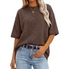 image:imageANRABESS Short Sleeve Sweater for Women Oversized Lightweight Casual Work Top Shirts Knit Crewneck 2026 Summer Fall OutfitsNutmeg