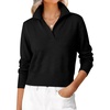 image:imageANRABESS Sweaters for Women Cropped Polo Collared Long SleeveBlack