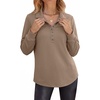 image:imageANRABESS Sweatshirt for Women Long Sleeve Pullover Polo Shirts Fall WinterBeige Khaki