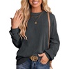 image:imageANRABESS Women Long Sleeve Shirts Fall Oversized Ribbed TopsBlack Grey