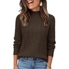 image:imageANRABESS Womens Cable Knit Mock Neck Long Sleeve SweatersBrown