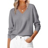 image:imageANRABESS Womens Fall Long Sleeve V Neck Lightweight Sweaters TopGrey
