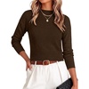 image:imageANRABESS Womens Long Sleeve Lightweight Mock Neck Fall Sweaters Brown