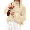 image:imageANRABESS Womens Oversized Sweaters Cable Knit Chunky Turtleneck PulloverAlmond