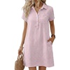 image:imageANRABESS Womens Summer Casual Short Sleeve Shirt DressesPink White Stripe