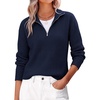 image:imageANRABESS Womens Sweaters Cropped Quarter Zip Pullover Fall OutfitsNavy
