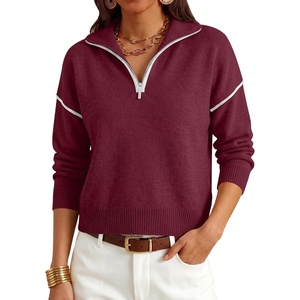 image:imageANRABESS Cropped Sweaters for Women Quarter Zip Pullover 2026 Fall OutfitsBurgundy