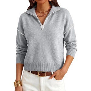 image:imageANRABESS Cropped Sweaters for Women Quarter Zip Pullover 2026 Fall OutfitsGrey