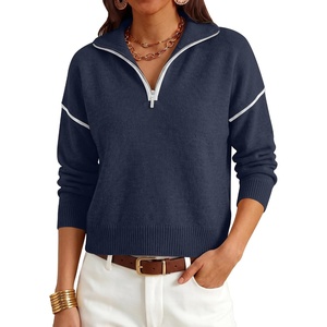 image:imageANRABESS Cropped Sweaters for Women Quarter Zip Pullover 2026 Fall OutfitsNavy Blue