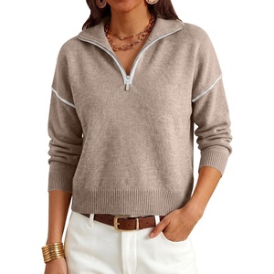 image:imageANRABESS Cropped Sweaters for Women Quarter Zip Pullover 2026 Fall OutfitsTan